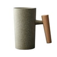 thumbnail image 1 of Btomtd 10oz Hand Made Retro Stoneware Coffee Mug, Wooden Handle Ceramic Cups, Coffee Cup and Water Cup for Family Office and Home Use, B, 1 of 4