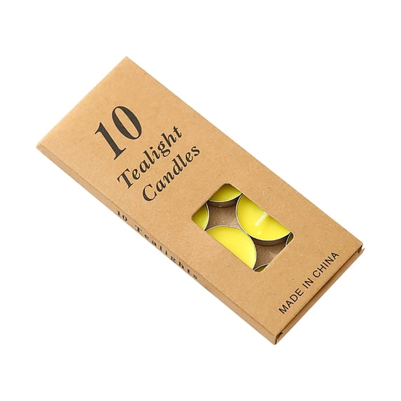 Btomtd 10pcs Small Enamel Tea Light Candle Lamp, Romantic Paraffin Scented Candle with Incense for Wedding Presentation, Decorative Gift Candles, TOTEL 2.1 oz, Yellow