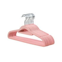 Btomtd 10pcs Velvet Non-Slip Garment Hangers Compact Clothes Hangers Space Saving, Pink