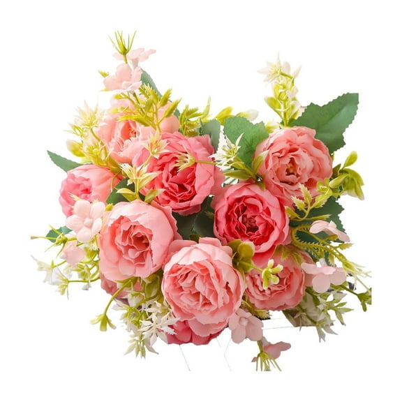 Btomtd 11.8" Artificial Fragrant Peony Bouquet, Simulation Flowers for Wedding Handheld Arrangements, Home Decoration with Fake Plants and Realistic Fake Flowers, Pink