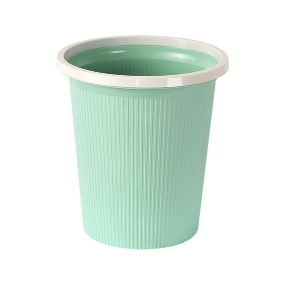 Btomtd 11L/3 Gallon Plastic Striped Trash Can, No Lid, Bag Retainer Ring Garbage Can, Waste Bin for Kitchen, Bath, Bed, Office, Living (Green)