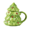 thumbnail image 1 of Btomtd 11oz Christmas Tree Shape Ceramic Coffee Mug, Practical Family Living Supplies Water Cups for Holiday, Festive Themed Tea Cup and Christmas Gift, Green, 1 of 5