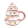 thumbnail image 1 of Btomtd 11oz Christmas Tree Shape Ceramic Coffee Mug, Practical Family Living Supplies Water Cups for Holiday, Festive Themed Tea Cup and Christmas Gift, Pink, 1 of 5