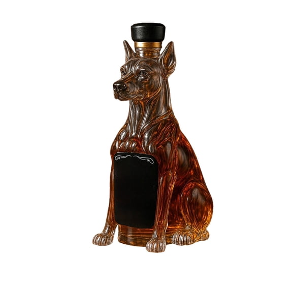 Btomtd 11oz Dog Shape Whiskey Decanter, Clear High Borosilicate Glass Bottle Wine Decanter, Liquor Container Presented as a Gift, B