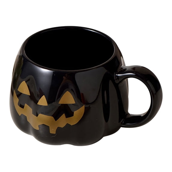 Btomtd 11oz Pumpkin Shape Ceramic Mug, Suitable as Water Cups and Coffee Cups, Pumpkin Cups for Tea and Milk, Office Drinkware for Festive Coffee Mugs, Black