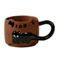 thumbnail image 1 of Btomtd 11oz Stacking Cats Designs Ceramic Coffee Mug, Embossed Relief Cups with Large Handle and English Letters, Funny Tea Cup and Coffee Cup Set, Brown, 1 of 7