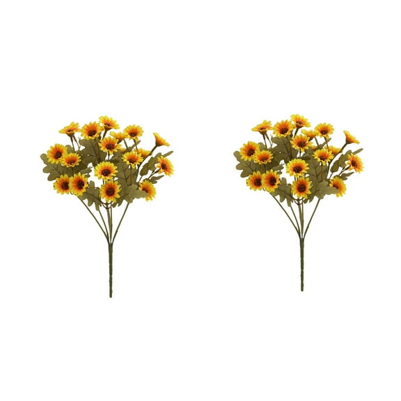 Btomtd 12.2" 2pcs Artificial Chamomile Bouquet Set, Simulation Flowers for Wedding Home, Small Fresh Decoration with Fake Plants and Silk Fake Flowers, Yellow