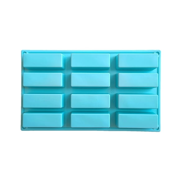 Btomtd 12-Hole Rectangular Chocolate and Cake Molds, Household Baking Pan and Cookie Sheets, Versatile Cake Pan Ideal for Homemade Candies and Baking, Size 11.6"x6.8", Light Blue