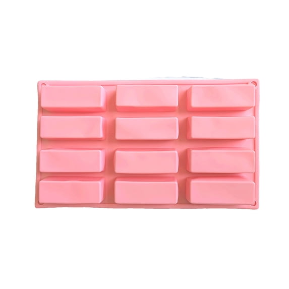 Btomtd 12-Hole Rectangular Chocolate and Cake Molds, Household Baking Pan and Cookie Sheets, Versatile Cake Pan Ideal for Homemade Candies and Baking, Size 11.6"x6.8", Pink