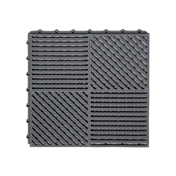 Btomtd 12" Interlock Non Slip Bathroom Floor Mat, Waterproof Carpet with Drainage Holes, Modular Doormat for Pool Shower and Outdoor, Swimming Pool Area Rug, Dark Gray