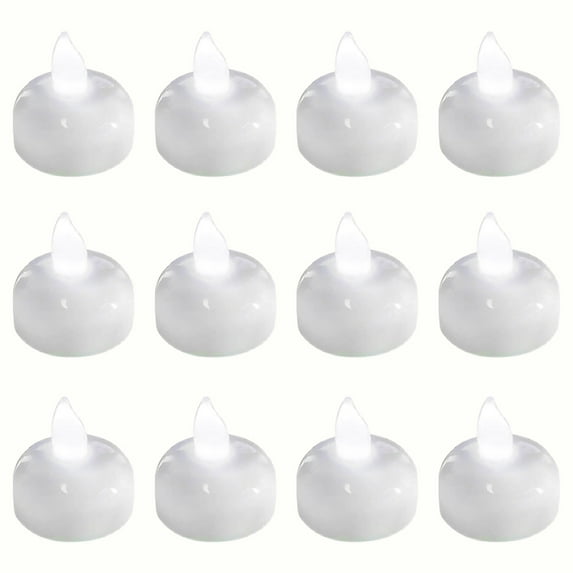 Btomtd 12-Piece Water Activated Floating Candles, LED Electronic Candle Light Props for Water Decoration, Light Up Pool or Bowl Centerpieces, 1.4"x1.4"x1.6", White
