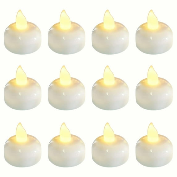 Btomtd 12-Piece Water Activated Floating Candles, LED Electronic Candle Light Props for Water Decoration, Light Up Pool or Bowl Centerpieces, 1.4"x1.4"x1.6", Yellow
