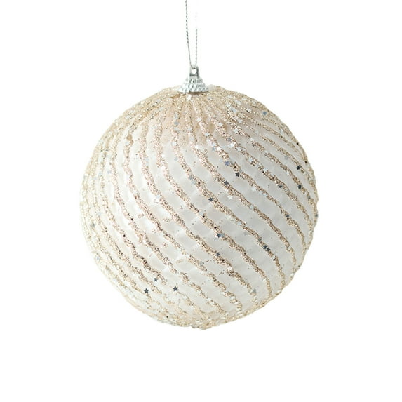 Btomtd 12cm/4.72" Large Champagne Colored Christmas Balls with Paint Finish, High Style Christmas Ornaments and Pendants, Grand Holiday Christmas Decorations, A