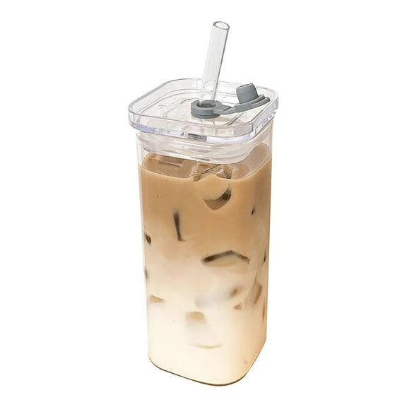 Btomtd 12oz High Clarity Glass Coffee Cup, Elegant Milk Tea and Latte Glass Mugs and Cups, Tall Clear Coffee Mug for Cafe Style Drinks, Household Fruit Tea Cups, Clear