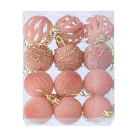 Btomtd 12pcs 1.57"/4cm Flocked Christmas Ball Ornaments Set, Solid Color Velvet Christmas Balls for Holiday Tree and Party Decorations, Orange