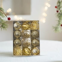 Btomtd 12pcs 2.36"/6cm Sequined Christmas Ball Ornaments , PE Special Shaped Xmas Tree Pendants , Holiday Decoration Suit Christmas Ornament Set, Gold