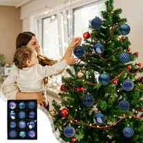 Btomtd 12pcs 2.36"/6cm Shatterproof Christmas Ball Ornaments Set, Mixed Styles and Colors of Christmas Balls for Tree and Holiday Party Decorations, Blue