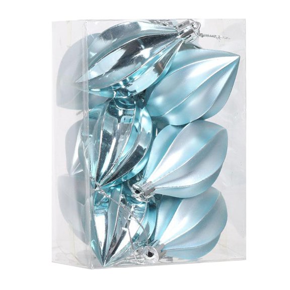 Btomtd 12pcs Metallic Electroplated Starfruit Ornaments, Plastic Christmas Tree Pendant Set, Starfruit Hanging Baubles for Party, Holiday Decor and Ornaments, Light Blue
