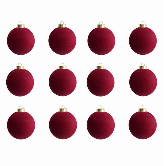 Btomtd 12pcs Velvet Balls Christmas Ornaments 3.25", Tree Pendant for First Christmas Decor, Hanging Decoration for Birthday Party, Velvet Decor and Ornaments, 12pcs