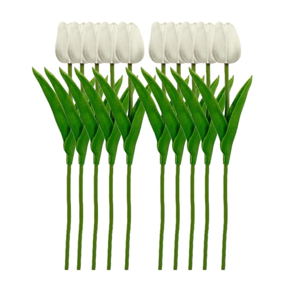 Btomtd 13.8" 10pcs Artificial Soft Flowers Set, Simulation Tulip Fake Flowers for Wedding Decoration, Home Bouquet with Fake Plants and Party Shooting Props, Beige