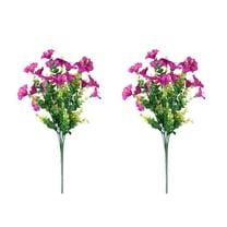 Btomtd 13.8" 2pcs Artificial Water Grass Flowers, Plastic Spring Grass with Violet Silk Fake Flowers, Small Fake Plants Decoration for Indoor and Outdoor Landscape, Hot Pink