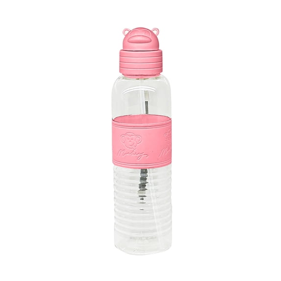 Btomtd 14.2oz Sports Water Cup for Women and Men, Unbreakable Portable Plastic Tumbler and Mug, Large Capacity Student Straw Water Bottle, Pink