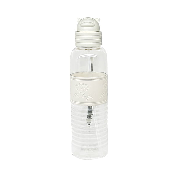 Btomtd 14.2oz Sports Water Cup for Women and Men, Unbreakable Portable Plastic Tumbler and Mug, Large Capacity Student Straw Water Bottle, White