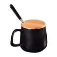 thumbnail image 1 of Btomtd 14oz Big Belly Ceramic Coffee Cup Set With Lid, Solid Color Daily Mugs Suitable for Gift, Original Concise Style Coffee Mug and Tea Cups Collection, Black, 1 of 6