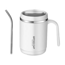 Btomtd 14oz Stainless Steel Breakfast Mugs with Lid, Versatile Milk Mug and Coffee Cup, Office Use Travel Coffee Mug and Water Cup for Men and Women, White