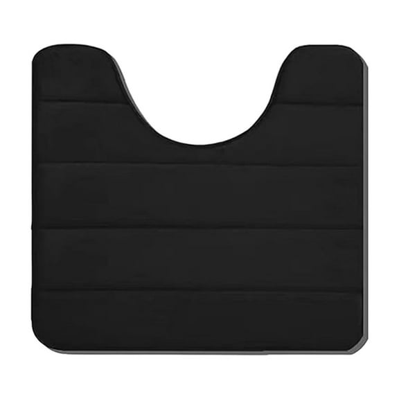 Btomtd 15.74' x 19.68' U Shape Foam Bath Rug Floor Mat Absorbent Toilet Cover Secure Base Non-Slip Machine Washable Carpet, Black