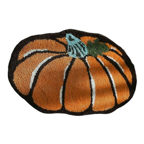 Btomtd 15.74' x 23.62' Pumpkin Shaped Entryway Mat Pumpkin Themed Halloween Floor Mat Thanksgiving Doormat for Kitchen Bath Decor Carpet Mat Washable, A
