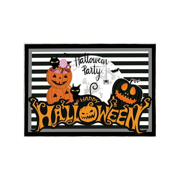 Btomtd 15.74' x 23.62' Skull Print Floor Mat Halloween Entryway Rug Entrance Door Mat with Themed Decor Front Door Carpet for Spooky Festive, B