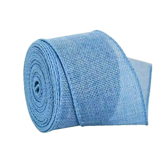 Btomtd 157.48"x1.96" Lace Edge Imitation Linen Satin Ribbon for Handmade Bows and Gift Box Packaging Pure Color Decorative Ribbon for Crafts and Ornaments, Light Blue