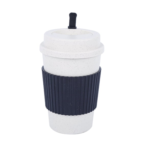 Btomtd 15oz Reusable Coffee Cups for Hot and Cold Drinks, Concise Style Leak Proof Cover Coffee Mug, Environmental Friendly Material Water Cup, Black