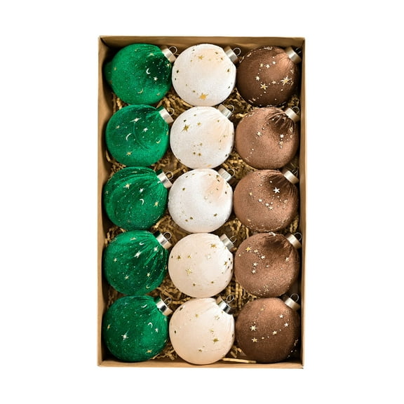 Btomtd 15pcs 2.36"/6cm Silk Velvet Christmas Ball Ornaments, Soft Touch Xmas Tree Pendants, Decorative Holiday Hanging Christmas Balls Set, B