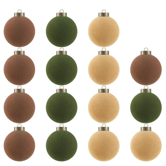 Btomtd 15pcs 8cm/3.15" Velvet Flocked Christmas Balls Collection, Plastic Christmas Ornaments for Xmas Tree Decor, Medium Set Hanging Christmas Decorations, Multicolor