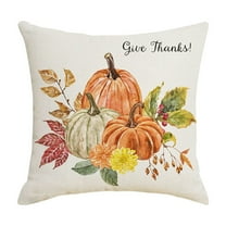 Btomtd 17.7x17.7 in Burnt Orange Pumpkin Pillow Cover Fall Thanksgiving Print Decorative Throw Pillowcase Linen Cushion Cover for Outdoor Sofa Bed Pillow Case Decor, A