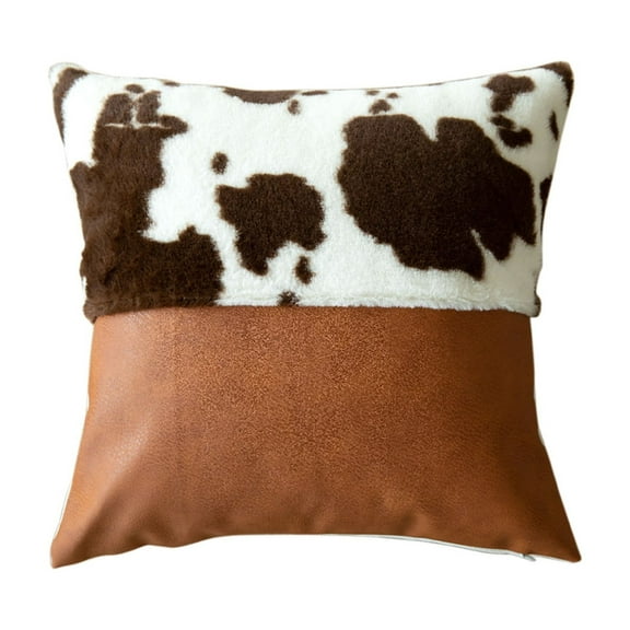 Btomtd 17.7x17.7 in Cow Pattern Pillow Case Trendy Decorative Pillow Cover for Car Pillows Sofa Cushions Living Room Home Gift Cushion Cover, Brown-B