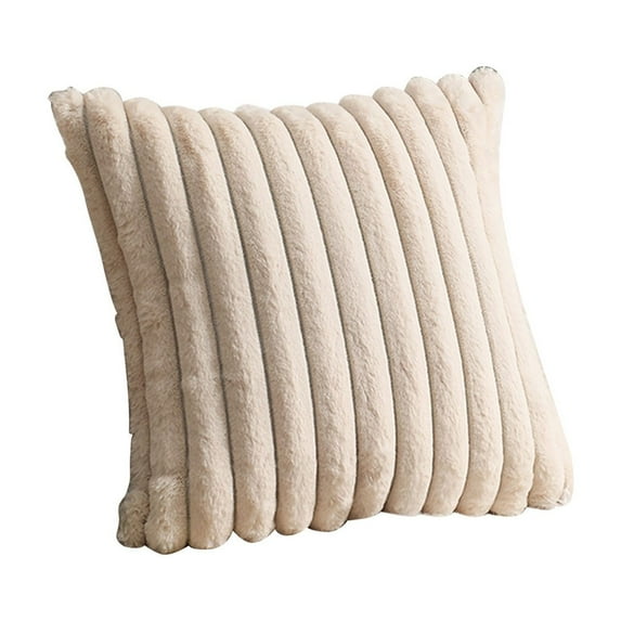 Btomtd 17.7x17.7 in Plush Christmas Pillowcase with Border Solid Color Decorative Pillow Cover Pillow Case Festive Decor, Beige