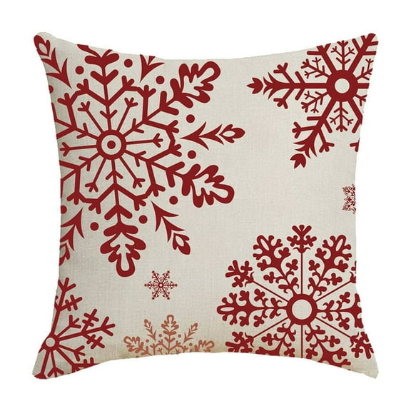 Btomtd 17.7x17.7 in Red White Snowflake Deer Christmas Pillow Cover Decorative Throw Pillowcase Cushion Cases for Home Sofa Couch Bed Car Xmas Decor, Red-D