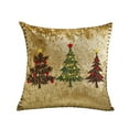 thumbnail image 1 of Btomtd 17.7x17.7 in Santa Claus Christmas Tree Pillow Cover Printed Embroidery Decorative Pillowcase Cushion Pad Holiday Decor Cushion Cover Festive Pillow Case, Gold-C, 1 of 7