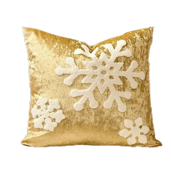 Btomtd 17.7x17.7 in Santa Claus Christmas Tree Pillow Cover Printed Embroidery Decorative Pillowcase Cushion Pad Holiday Decor Cushion Cover Festive Pillow Case, Gold-B