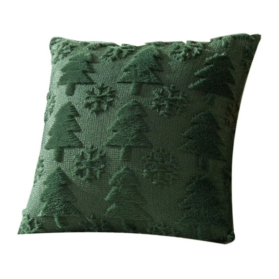 Btomtd 17.7x17.7 in Snowflake and Tree Throw Pillow Cover Decorative Pillowcase for Christmas Decor Cushion Cover Use in Couch Chair Sofa Living Room, Green