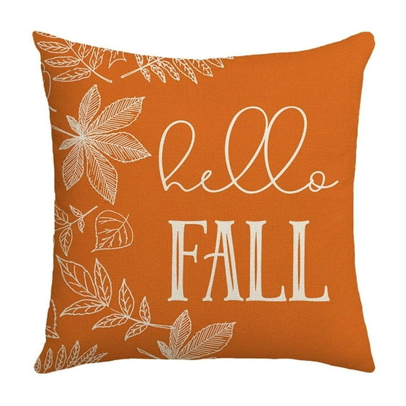 Btomtd 17.7x17.7 in Thanksgiving Pillow Cover Linen Decorative Pillowcase for Sofa Home Decor Cushion Cover Pillow Case for Halloween, Orange-B