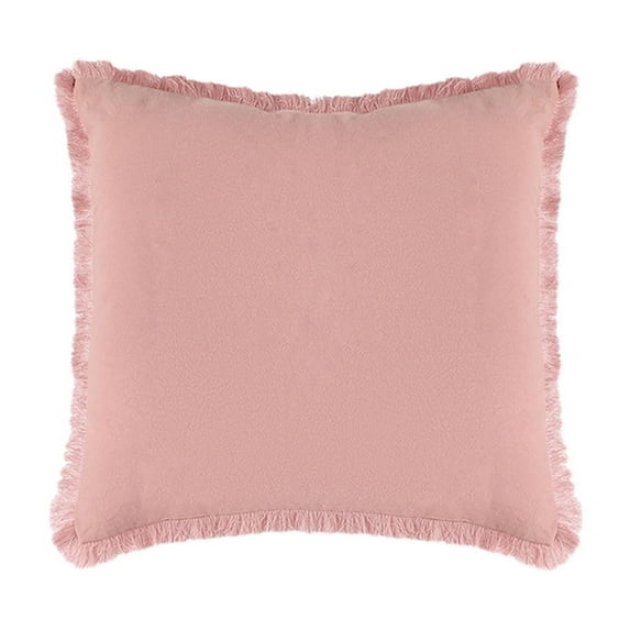 Btomtd 17.7x17.7 in Thickened Washed Linen Pillow Cover with Tassel Decorative Pillowcase for Sofa Living Room Bedroom Bedside Cushion Cover Pillow Case, Pink-S