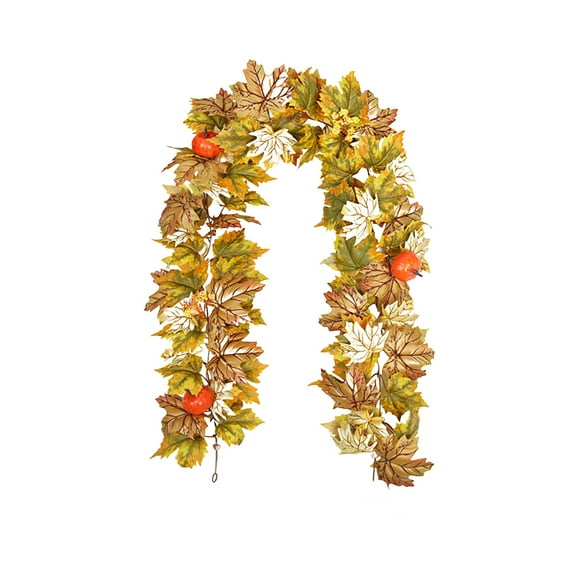 Btomtd 175cm Autumn Style Maple Leaf Scenic Rattan Garland Artificial Vines for Halloween Thanksgiving Home Decoration, E