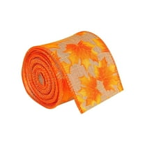 Btomtd 177.16"x2.36" Thanksgiving Theme Ribbon with Pumpkin Maple Leaf and Truck Motifs for Festival Ornaments and Decorative Table Settings Holiday Ribbon, G