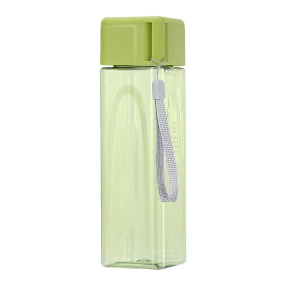 Btomtd 17oz Square Plastic Water Bottle, Transparent Concise Tumbler, Clear Portable Water Cup and Mug for Home and Office Use, Green