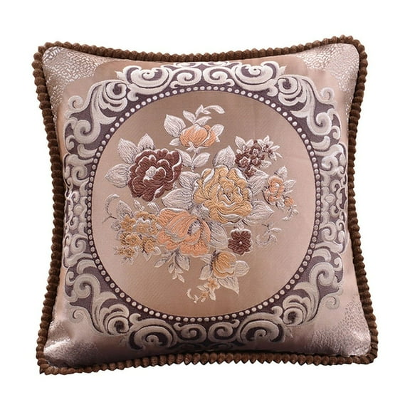 Btomtd 18.8x18.8 in Embossed Floral Pillowcase European Style Decorative Pillow Cover Cushion Cover for Sofa Waist Cushions Car Bedrooms Backrests, C