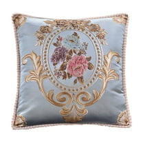 Btomtd 18.8x18.8 in European Style Pillowcase Decorative Pillow Cover for Sofa Waist Cushions Car Bedrooms Home Emboss Flower Cushion Cover, Blue